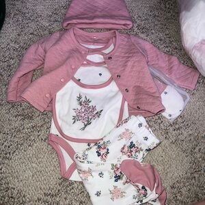 Pink Baby Outfit Set with Floral Design
